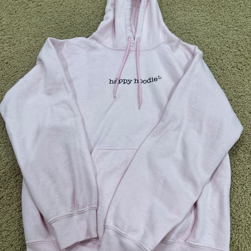 pink happy hoodie